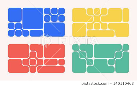 Rounded Corner Bento Grid Vector Layout Set. Colorful Geometric Collage Templates With Modern Trendy Composition For Posters, Covers, And Digital Design Rounded Corner Bento Grid Vector Layout Set. Colorful Geometric Collage Templates With Modern Trendy Composition For Posters, Covers, And Digital Design 140110468