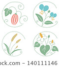 Japanese summer wildflower icon set 140111146