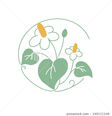 魚腥草(Houttuynia cordata)的簡單植物圖標 魚腥草(Houttuynia cordata)的簡單植物圖標 140111149