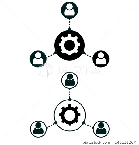 Stakeholder management icon. Stakeholder relation sign. Strategic corporate communication symbol. Stakeholder management icon. Stakeholder relation sign. Strategic corporate communication symbol. 140111207