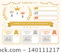 Cute ranking UI frame set featuring gold, silver, and bronze crowns and trophies (vector illustration) 140111217