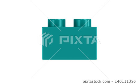 Teal Blue Plastic Building Block Isolated on White Background 140111356