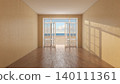 Sunlit Empty Room with Open Window and Beach Ocean View 140111361