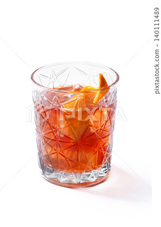 Old Fashioned Cocktail with Orange Peel Old Fashioned Cocktail with Orange Peel 140111489
