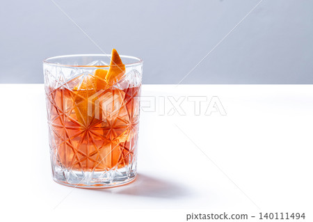 Old Fashioned Cocktail with Orange Peel Old Fashioned Cocktail with Orange Peel 140111494