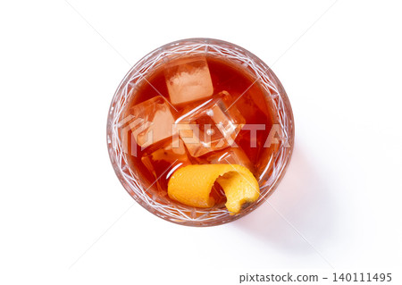 Old Fashioned Cocktail with Orange Peel Old Fashioned Cocktail with Orange Peel 140111495