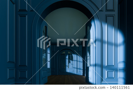 Sinister Dark Gothic Corridor Mystery Portal, 3D Render Haunted Palace Sinister Dark Gothic Corridor Mystery Portal, 3D Render Haunted Palace 140111561