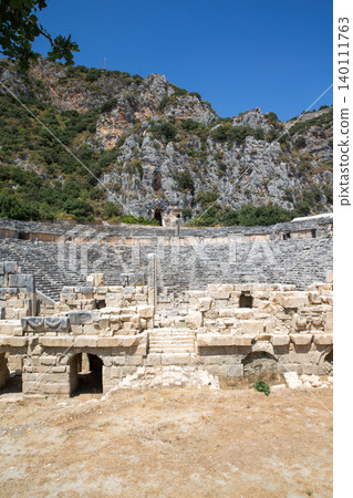 Ancient lycian necropolis with tomb carved in rocks in Mira Ancient lycian necropolis with tomb carved in rocks in Mira 140111763