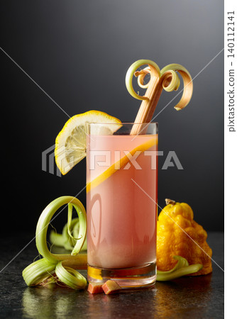 Refreshing glass of organic rhubarb lemonade. Refreshing glass of organic rhubarb lemonade. 140112141