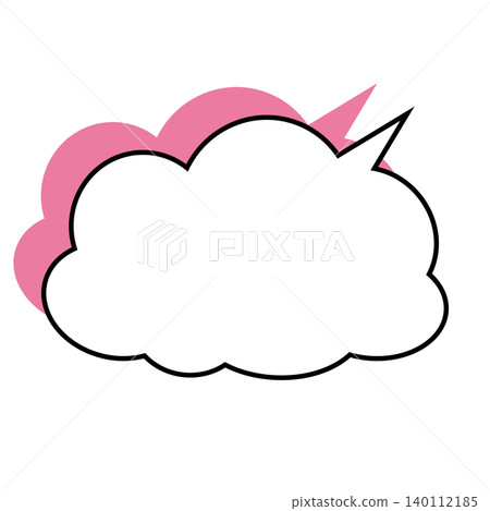 Simple illustration material of a cloud-shaped speech bubble (white background) 140112185