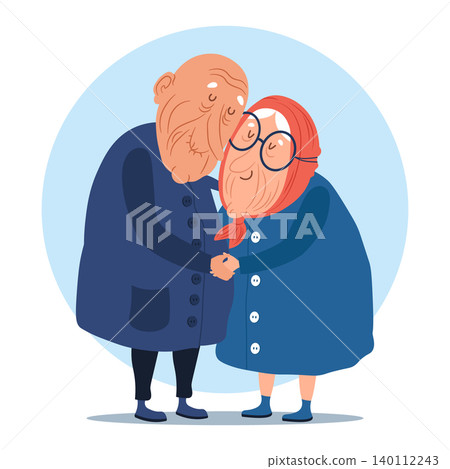Elderly couple in love. Elderly Couple hugging. Illustration. 140112243