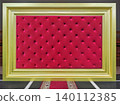 Photo zone with golden frame and red carpet 140112385