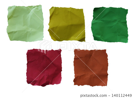 Light green olive green burgundy brown crumpled paper squares set 140112449