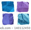Blue purple violet cyan crumpled paper squares textured swatches set 140112450