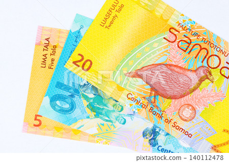 Several polymer banknotes from Samoa are including five tala, ten tala, twenty tala, issued by Central Bank of Samoa Several polymer banknotes from Samoa are including five tala, ten tala, twenty tala, issued by Central Bank of Samoa 140112478