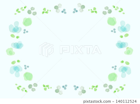 色彩繽紛的藍色花框水彩畫 140112524