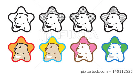 Bear polar cartoon star border icon vector doll character symbol teddy illustration isolated design Bear polar cartoon star border icon vector doll character symbol teddy illustration isolated design 140112525