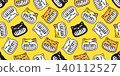 cat seamless pattern piano keyboard instrument kitten face head smiling calico teeth pet cartoon doodle vector gift wrapping paper tile background repeat wallpaper illustration isolated design 140112527
