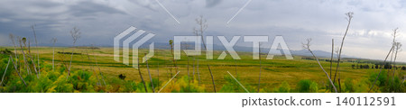 Panoramic Landscape of Cyprus Farmland with Wild Fennel 140112591