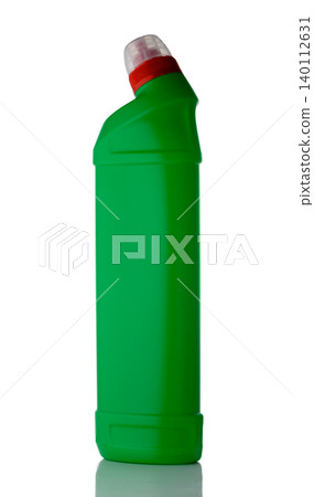 Green Plastic Toilet Cleaner Bottle Isolated on White Background Green Plastic Toilet Cleaner Bottle Isolated on White Background 140112631