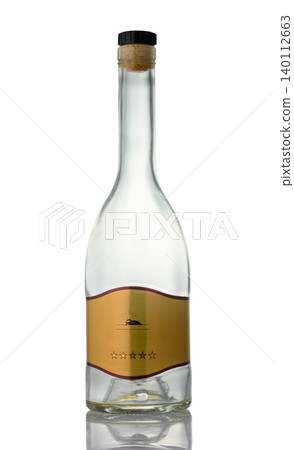 Empty Cognac Bottle Isolated on White Background Empty Cognac Bottle Isolated on White Background 140112663