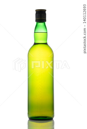 Unlabeled Whiskey Bottle on White Background Unlabeled Whiskey Bottle on White Background 140112693