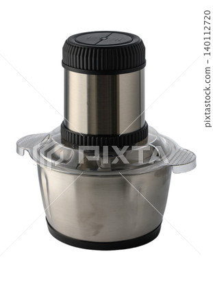 Stainless steel electric food processor, grinder and chopper, isolated on white. Stainless steel electric food processor, grinder and chopper, isolated on white. 140112720