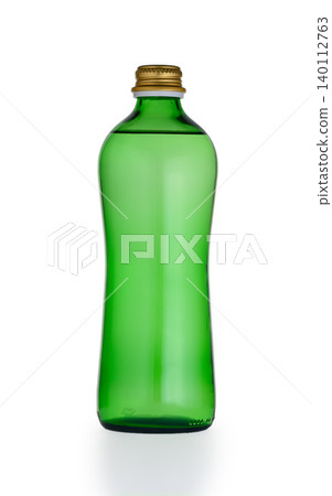 Green Glass Bottle of Mineral Water Isolated on White Background Green Glass Bottle of Mineral Water Isolated on White Background 140112763
