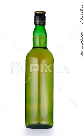 Green Glass Whiskey Style Bottle Without Label Isolated on White Background Green Glass Whiskey Style Bottle Without Label Isolated on White Background 140112812