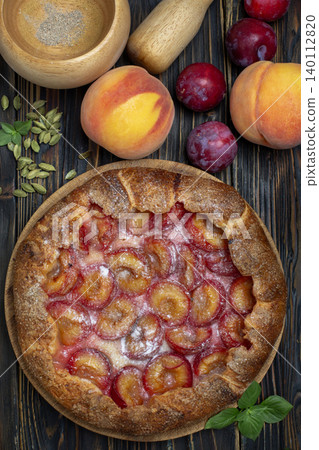 Fruit open pie (galette). Fruit open pie (galette). 140112820