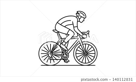Cyclist riding road bike icon outline vector isolated on white background Cyclist riding road bike icon outline vector isolated on white background 140112831