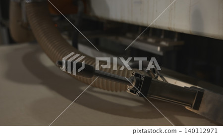 Flexible Hose With Clamp And Port, Detailed Image Of Industrial Vacuum Tubing And Extraction Fitting . Media 140112971
