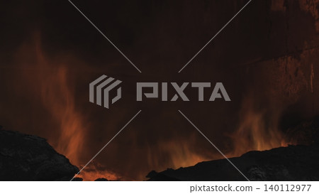 Fiery Eruption With Ash Clouds. Dramatic Fiery Plume Ascends With Ash And Embers In Volcanic Environment . Stock clip Fiery Eruption With Ash Clouds. Dramatic Fiery Plume Ascends With Ash And Embers In Volcanic Environment . Stock clip 140112977