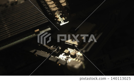 Close Detailed Shot Of Technician Connecting And Examining RAM Module With Precision And Focus. Media Close Detailed Shot Of Technician Connecting And Examining RAM Module With Precision And Focus. Media 140113025