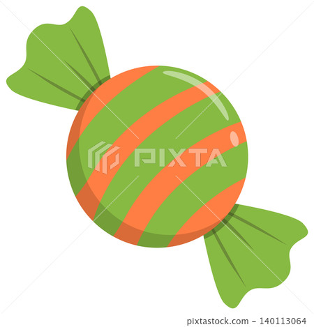 Halloween Wrapped Candy Icon. Green and Orange Sweet Confection. Glossy Festive Treat Isolated on Light Background. Cute Seasonal Vector Illustration for Holiday Design Halloween Wrapped Candy Icon. Green and Orange Sweet Confection. Glossy Festive Treat Isolated on Light Background. Cute Seasonal Vector Illustration for Holiday Design 140113064