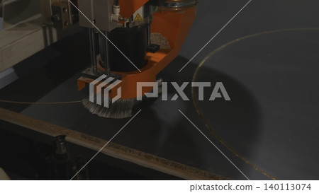 Circular Engraving Using Rotary Tool, Engraving Technique With Rotating Tool On Dark Material Top View . Media 140113074