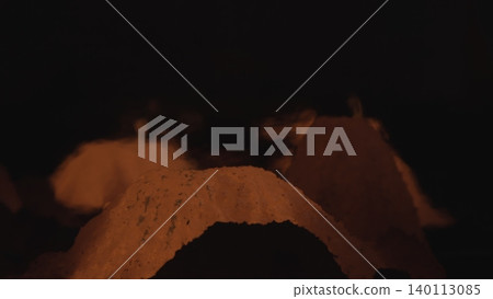 Dark Factory Scene With Glowing Waste. Photo Of Sparkling Debris Beneath Shadowy Factory Setting. Stock clip Dark Factory Scene With Glowing Waste. Photo Of Sparkling Debris Beneath Shadowy Factory Setting. Stock clip 140113085