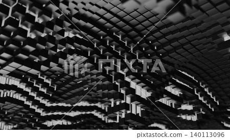 Vivid Grid Of Black And White Cubes Creating Textured Shadow Effects Resembling Urban Skyline Vivid Grid Of Black And White Cubes Creating Textured Shadow Effects Resembling Urban Skyline 140113096