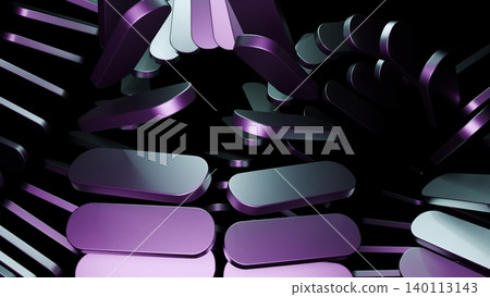 Lively Animated Display With Sparkling Teal And Purple Elements Moving Vigorously Over Black Base 140113143