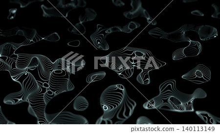 Flowing Teal Contour Lines Across Dark Terrain With Rippling Motion Suitable For Visual Displays Flowing Teal Contour Lines Across Dark Terrain With Rippling Motion Suitable For Visual Displays 140113149