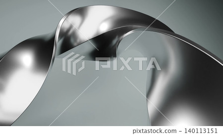 Metallic Bands Create Artistic Flow. Reflective Silver Bands Intertwine Over Teal Background Metallic Bands Create Artistic Flow. Reflective Silver Bands Intertwine Over Teal Background 140113151