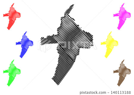 Bom Jesus da Lapa municipality (Bahia state, Municipalities of Brazil, Federative Republic of Brazil) map vector illustration, scribble sketch map 140113188