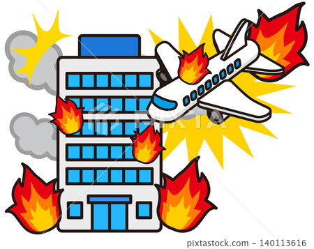 建築物和飛機相撞的插圖素材 2 建築物和飛機相撞的插圖素材 2 140113616