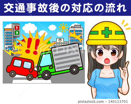 Illustration of a woman explaining a traffic accident Illustration of a woman explaining a traffic accident 140113701