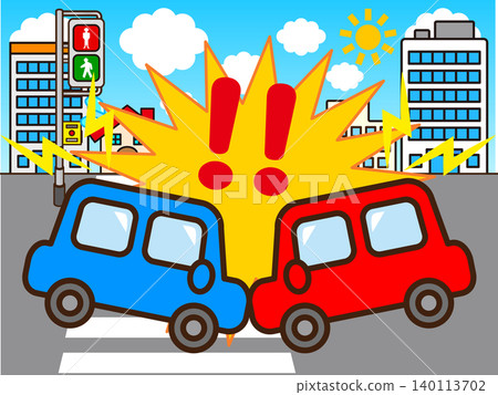 Illustration of a car involved in a traffic accident on the road. Illustration of a car involved in a traffic accident on the road. 140113702