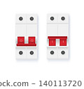 Electric fuse circuit Vector breaker box illustration. Vector safety device for home electrical protection systems. Energy control equipment isolated on white background. 140113720