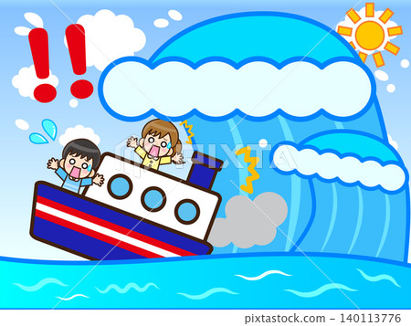 Illustration material of a ship accident 3 Illustration material of a ship accident 3 140113776