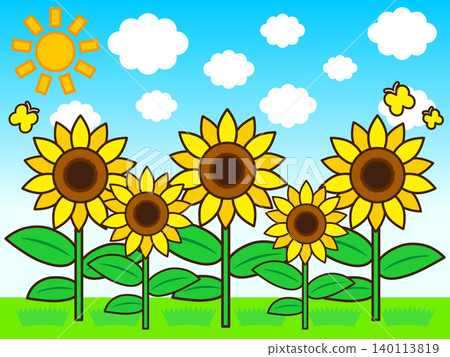 Illustration material of summer sunflower field Illustration material of summer sunflower field 140113819