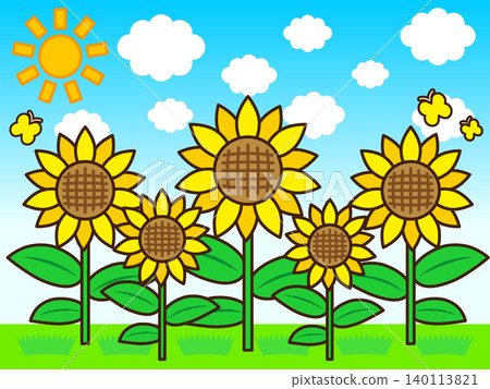 Illustration material of a summer sunflower field 3 Illustration material of a summer sunflower field 3 140113821