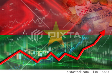 Burkinabe economic growth on financial graph. Burkina Faso financial growth on market graph Burkinabe economic growth on financial graph. Burkina Faso financial growth on market graph 140113884